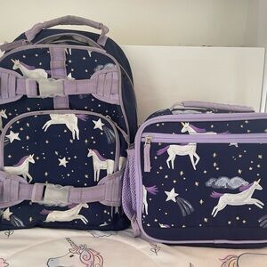 Pottery Barn Kids Unicorn Backpack and Lunchbox Set - Navy and Lavender